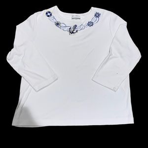 Embroidered Navy Anchor Long Sleeve Tee